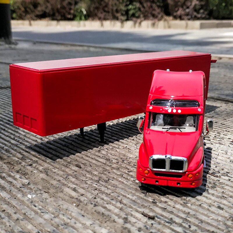1/64 Scale Container Truck Rally Car Alloy Simulation Transport Truck Trailer Die-casting Static Model Boy Toy Gift Display