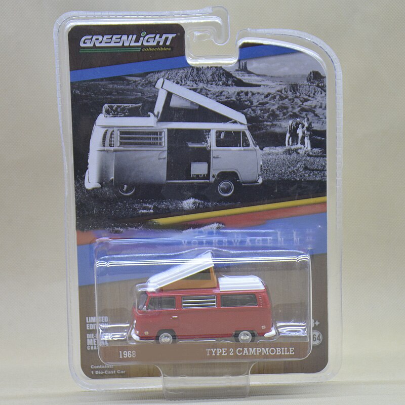Die-casting 1:64 Scale 1968 T2 Classic Camping Rv Station Wagon Alloy Simulation Car Model Collection Home Decoration Fan Gift