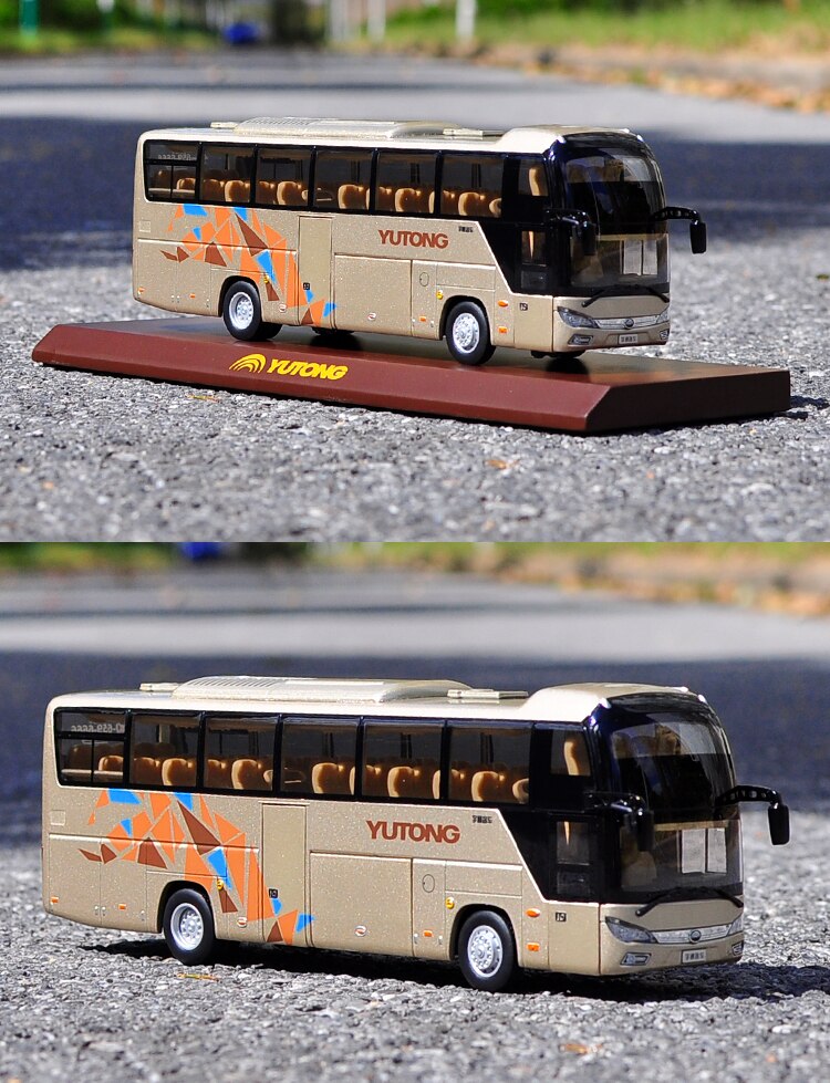 Christmas Gift Die-casting Alloy Car Model 1:42 Scale Yutong ZK6118HQY8Y Double-windshield Double-deck Travel Bus Simulation Bus