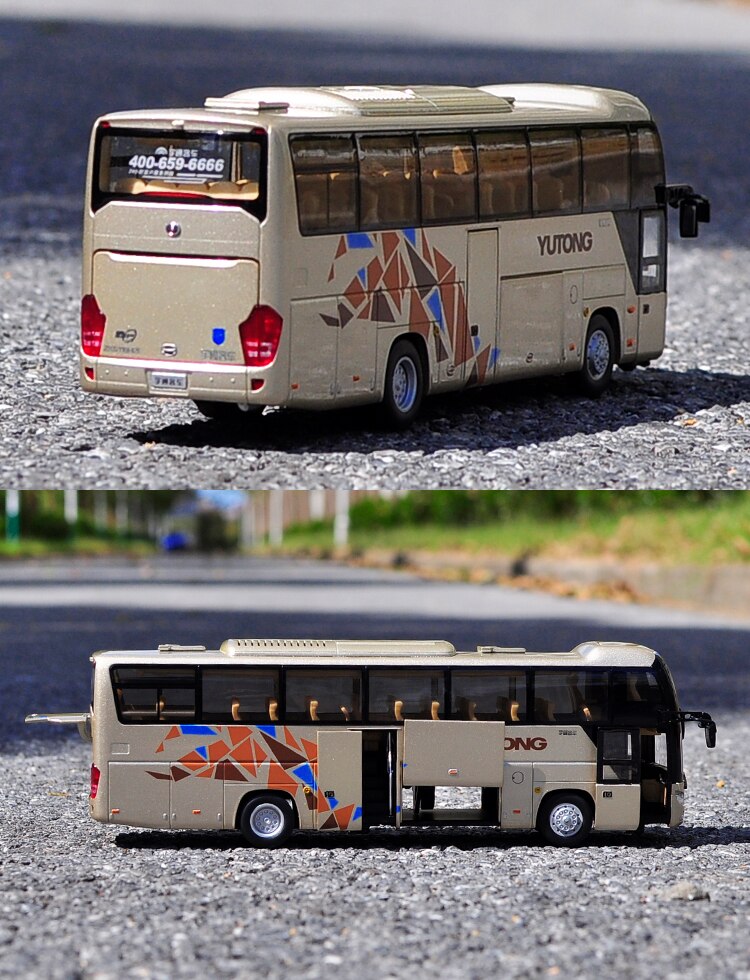 Christmas Gift Die-casting Alloy Car Model 1:42 Scale Yutong ZK6118HQY8Y Double-windshield Double-deck Travel Bus Simulation Bus