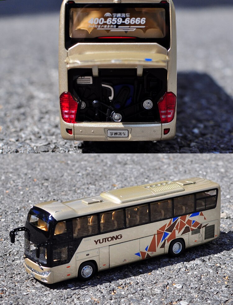 Christmas Gift Die-casting Alloy Car Model 1:42 Scale Yutong ZK6118HQY8Y Double-windshield Double-deck Travel Bus Simulation Bus