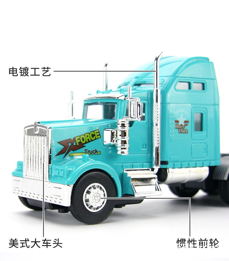 Children's Construction Vehicle Toy Car Model 1/24 Scale Transportation Large Truck Container Truck Simulation Trailer Boy Gift