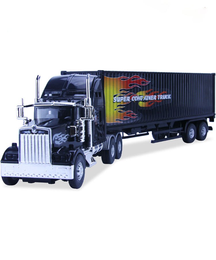 Children's Construction Vehicle Toy Car Model 1/24 Scale Transportation Large Truck Container Truck Simulation Trailer Boy Gift
