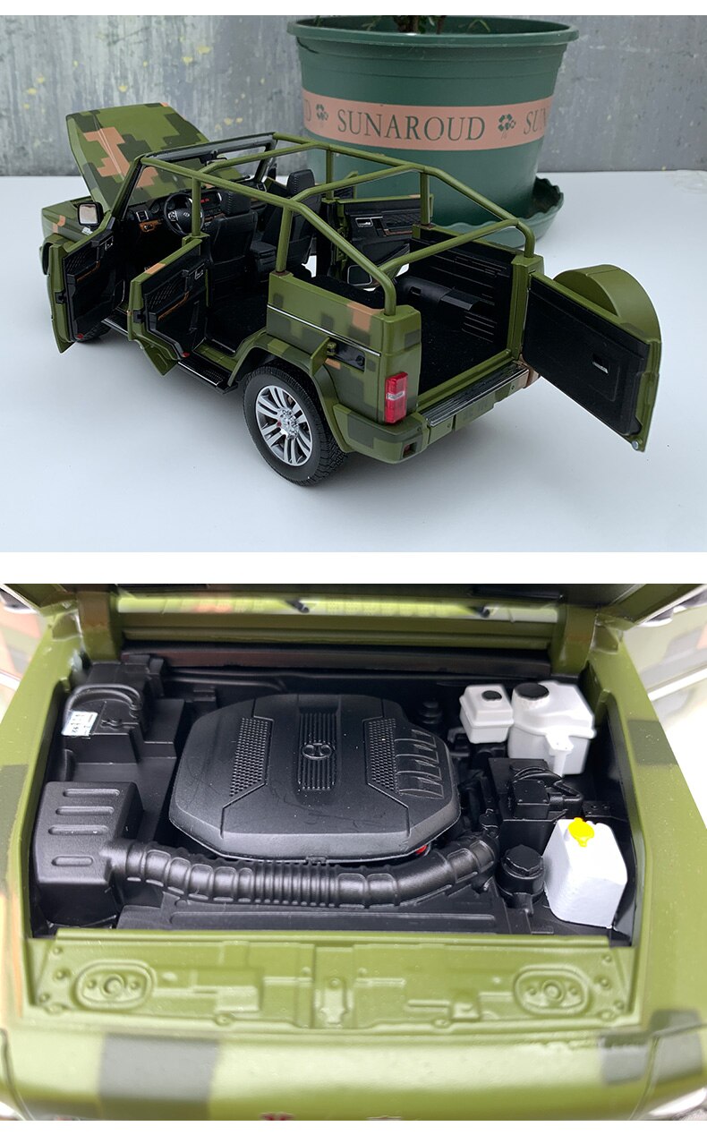 Diecast 1:18 Scale BAIC B80C Military Parade Car Guide Car Metal Model Alloy Simulation Adult Gift Collection Car Children's Toy