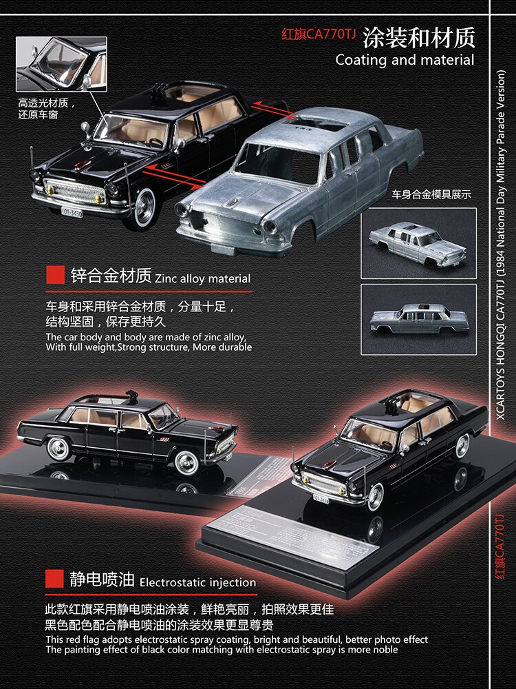 Children's Toy Car Metal Model 1:64 Scale 1984 Military Parade Red Flag Ca770tj Alloy Die-casting Vehicle Calendar Gift Souvenir Children's Toy Car Metal Model 1:64 Scale 1984 Military Parade Red Flag Ca770tj Alloy Die-casting Vehicle Calendar Gift Souvenir