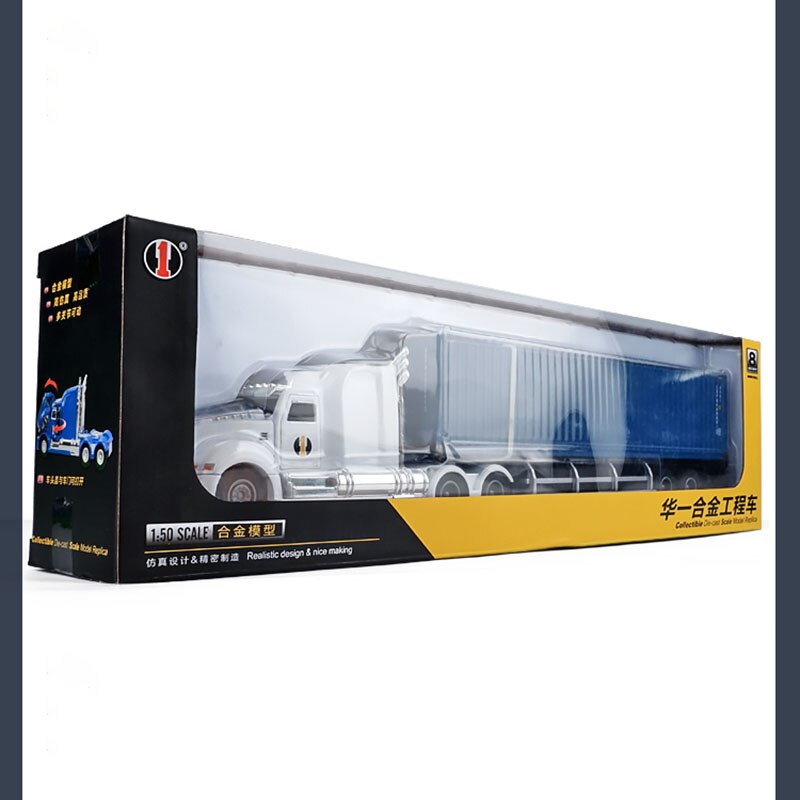 Die-casting 1/50 Scale Heavy Truck Transporter Alloy Simulation Trailer Container Truck Oil Tanker Children's Toy Gift Display
