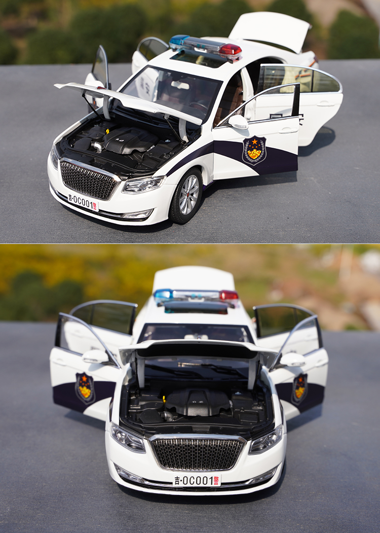 1:18 Diecast Red Flag H7 Review Car 2017 Alloy Vehicle Model Police Cars Ornaments Collection Decoration Souvenir Display