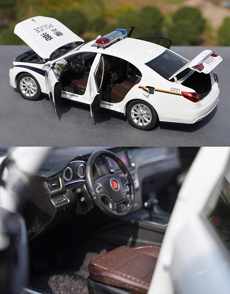 1:18 Diecast Red Flag H7 Review Car 2017 Alloy Vehicle Model Police Cars Ornaments Collection Decoration Souvenir Display