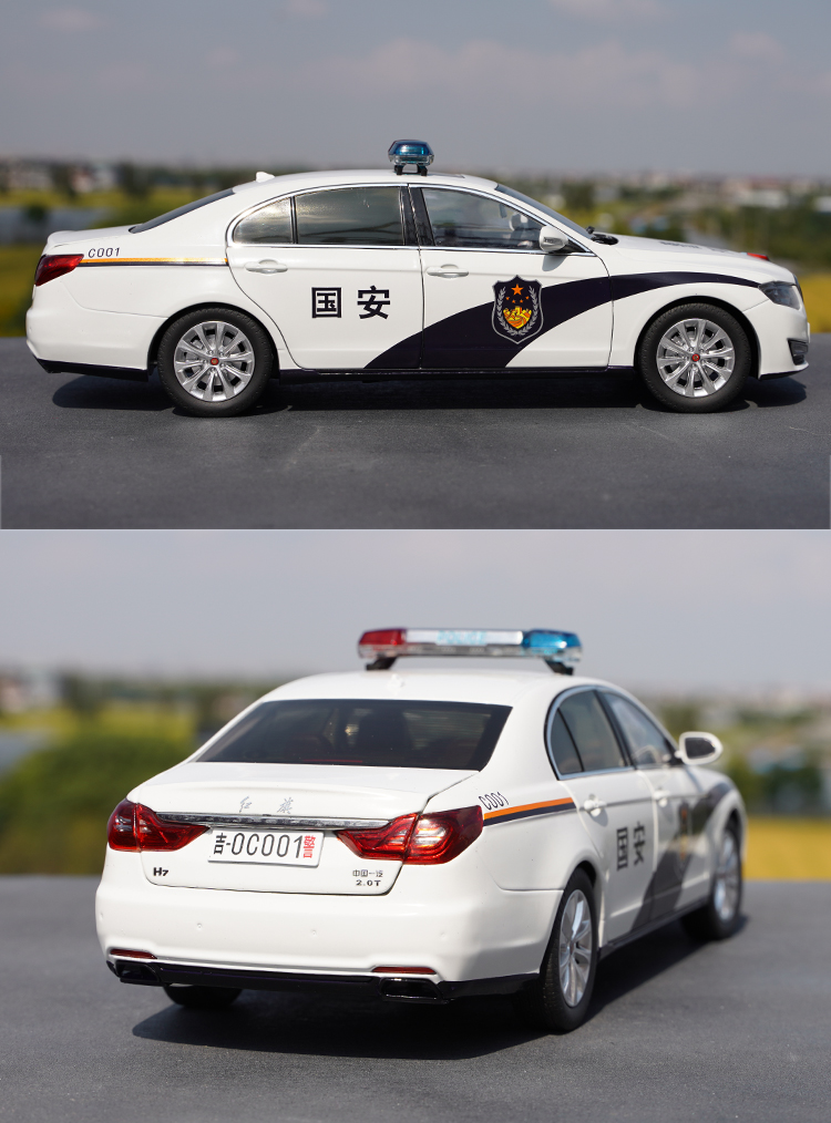 1:18 Diecast Red Flag H7 Review Car 2017 Alloy Vehicle Model Police Cars Ornaments Collection Decoration Souvenir Display
