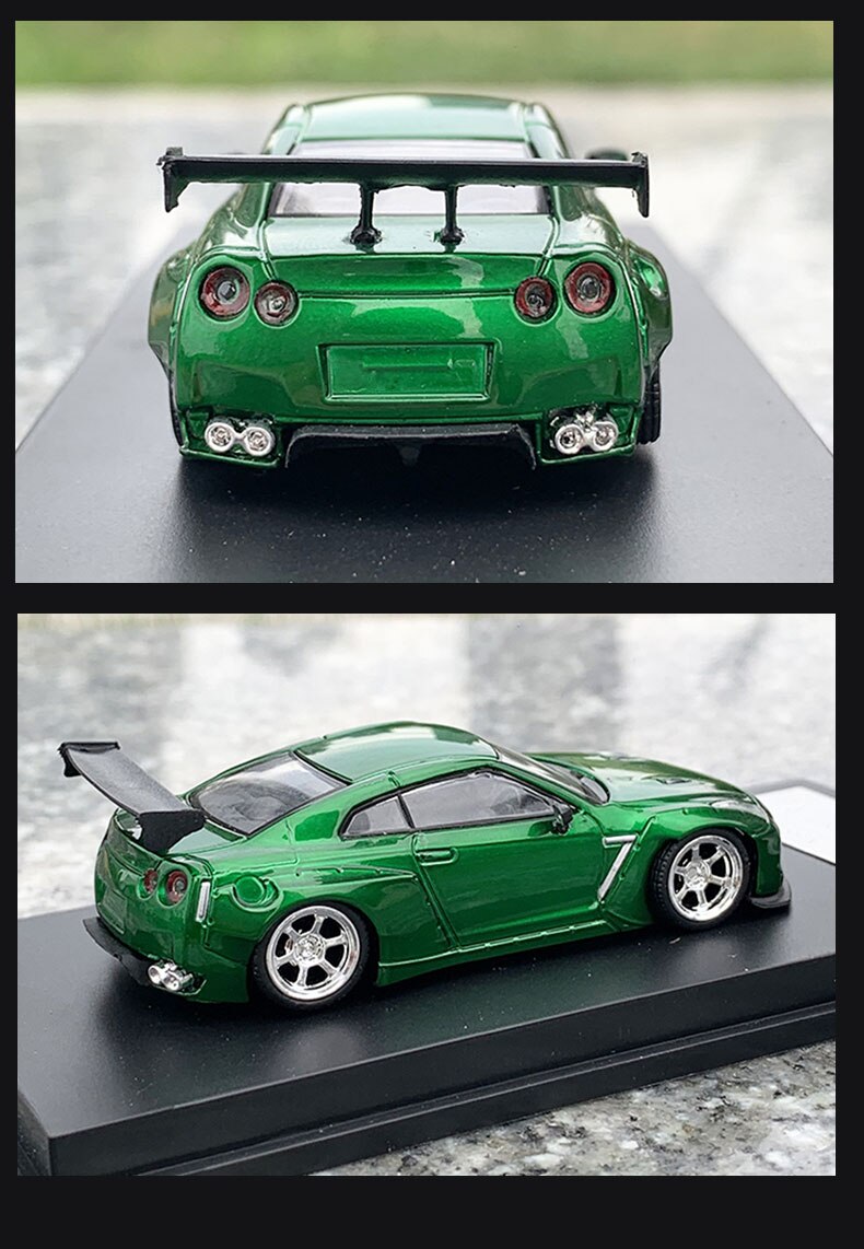 Die-casting 1:64 Scale Nissan Gtr Wide Body Sports Car Simulation Alloy Metal Car Model Adult Collection Toy Home Decoration Art