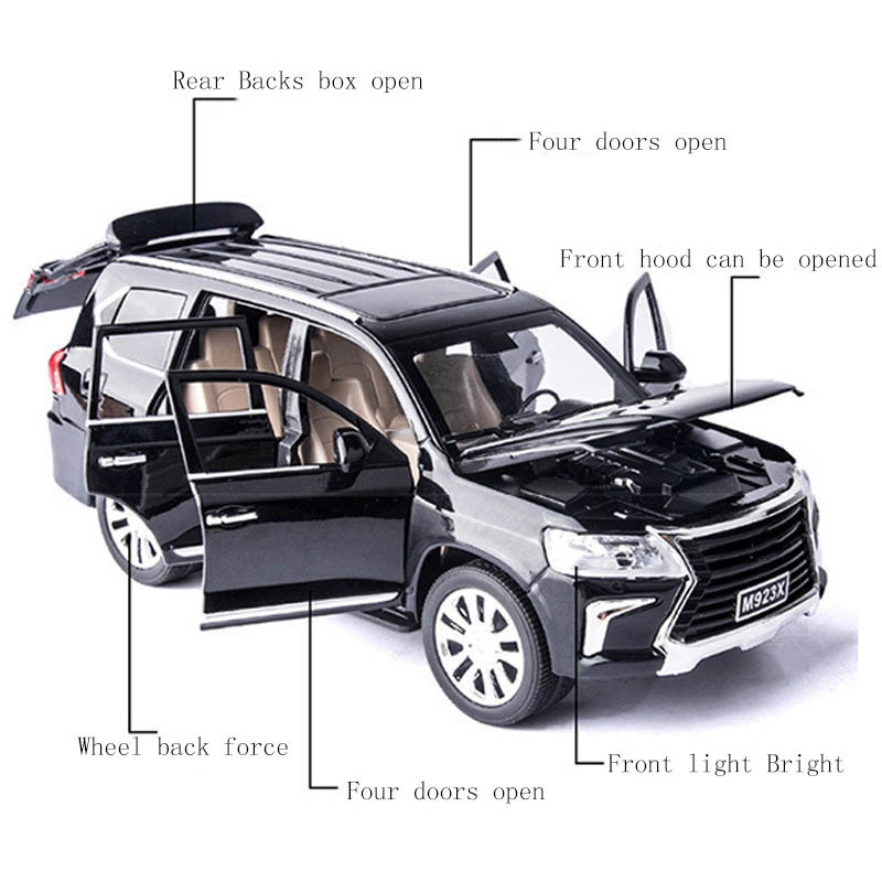 LX570 Diecast 1:24 Scale Alloy Simulation Car Model Metal Off-road Pull Back Car Toy Model Children''s Gift Collection Display LX570 Diecast 1:24 Scale Alloy Simulation Car Model Metal Off-road Pull Back Car Toy Model Children''s Gift Collection Display