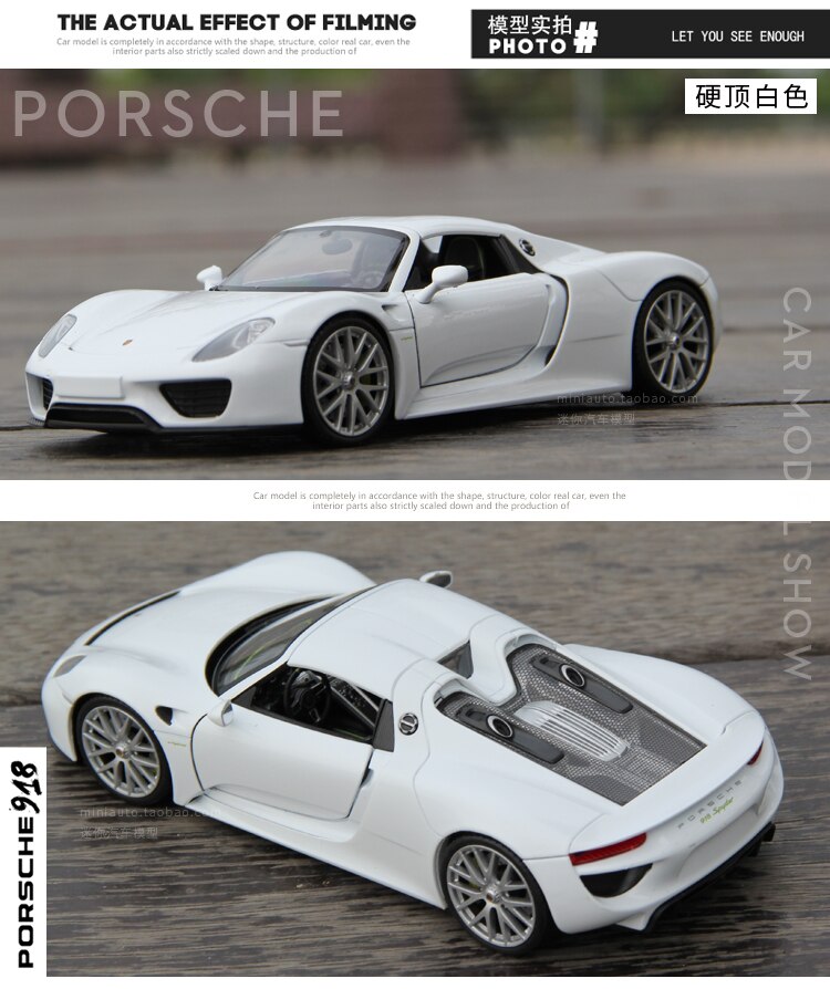 WELLY Diecast 1:24 Porsche Car Model 911 918spyder Sports Car Simulation Alloy Metal Convertible Car Model Toy For Boy Fan Gift