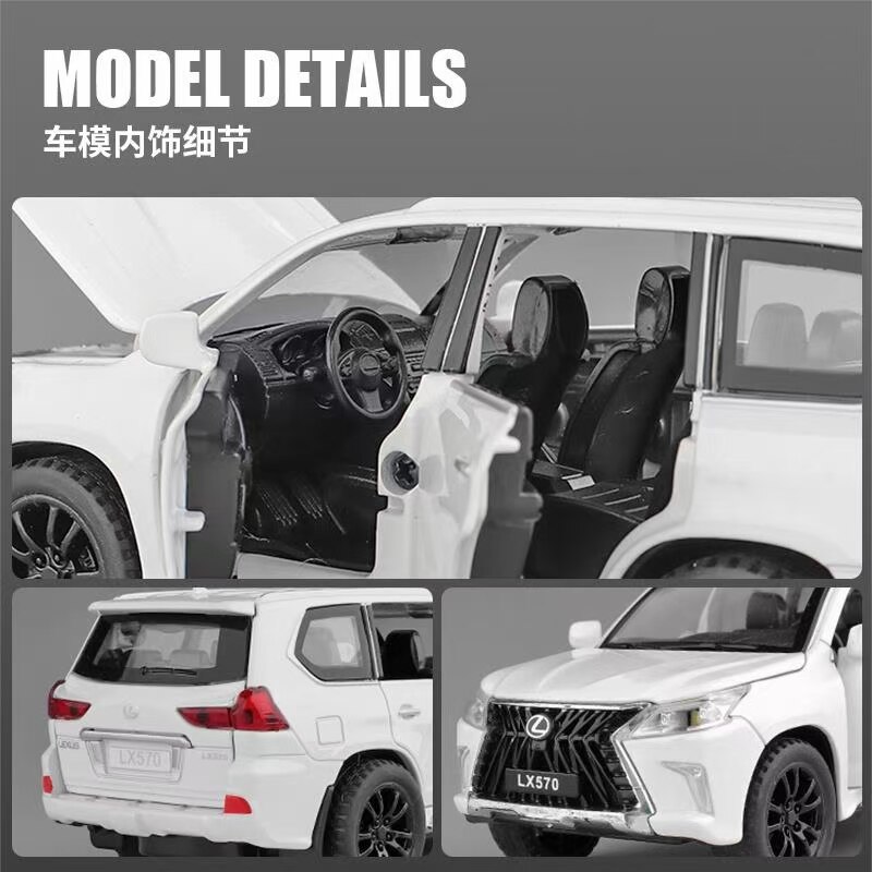 Diecast 1/32 Scale Lexus 570 Off-road Car Model Metal Simulation Alloy Pull Back Vehicle Boy Toy Car Souvenir Ornaments Hot Gift Diecast 1/32 Scale Lexus 570 Off-road Car Model Metal Simulation Alloy Pull Back Vehicle Boy Toy Car Souvenir Ornaments Hot Gift
