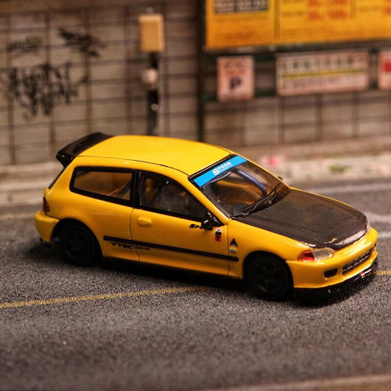 Die Casting 1:64 Scale Honda Civic EG6 Small Car Alloy Simulation Vehicle Model Kids Toy Car Adult Collectible Souvenir Gift