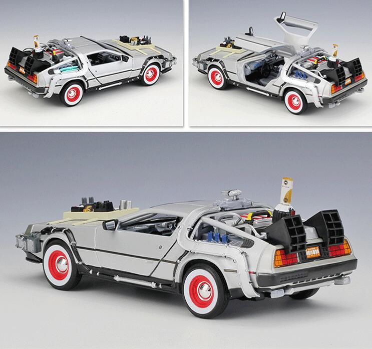 1/24 Scale Car model Diecast Alloy Back To The Future 1 2 3 Part Time Machine DeLorean DMC-12 Metal Vehicle Toy Welly Collection