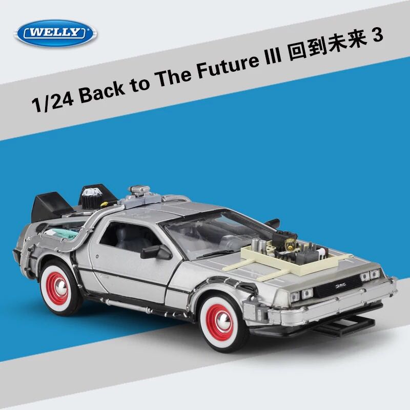 1/24 Scale Car model Diecast Alloy Back To The Future 1 2 3 Part Time Machine DeLorean DMC-12 Metal Vehicle Toy Welly Collection