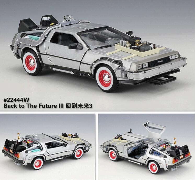 1/24 Scale Car model Diecast Alloy Back To The Future 1 2 3 Part Time Machine DeLorean DMC-12 Metal Vehicle Toy Welly Collection