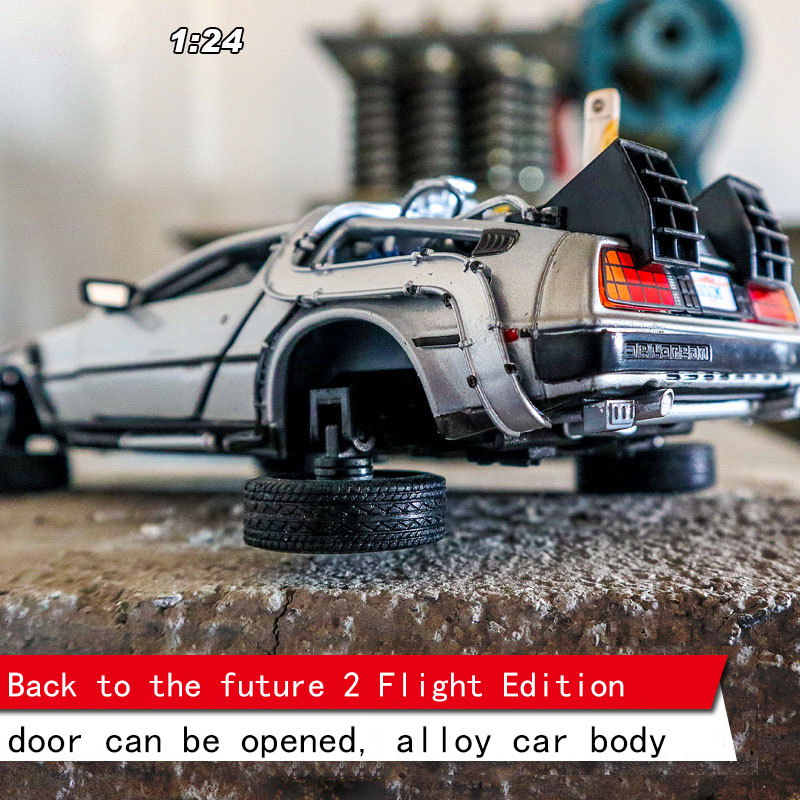 1/24 Scale Car model Diecast Alloy Back To The Future 1 2 3 Part Time Machine DeLorean DMC-12 Metal Vehicle Toy Welly Collection