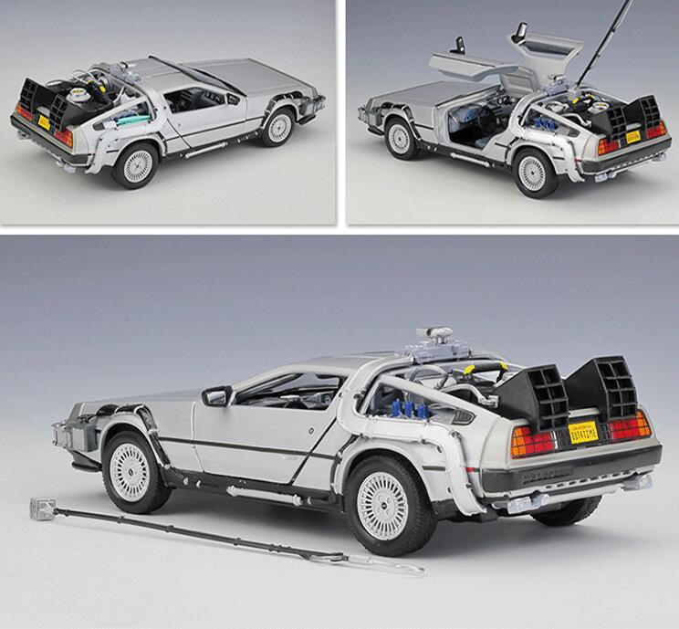 1/24 Scale Car model Diecast Alloy Back To The Future 1 2 3 Part Time Machine DeLorean DMC-12 Metal Vehicle Toy Welly Collection