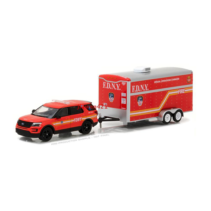 1/64 2018 Silverado 3500 Dually Fdny Car Series Collection Version Diecast Model Car The Car Model Toy Fire RV VAN Truck