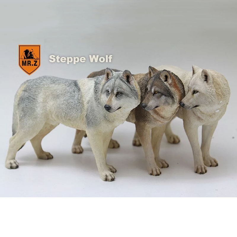 Mr.Z 18.5CM Prairie Wolf Simulation PVC Animal Model Wild Dog Mount Kids Adult Toys Home Car Decoration Indoor Desktop Display