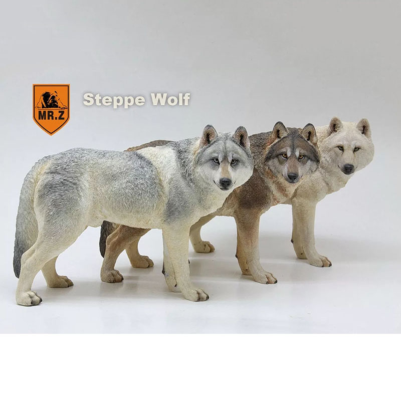 Mr.Z 18.5CM Prairie Wolf Simulation PVC Animal Model Wild Dog Mount Kids Adult Toys Home Car Decoration Indoor Desktop Display