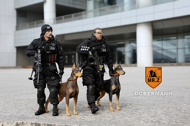 Mr.Z 1/6 Simulation Animal Police Dog Doberman Pet Dog Model Toys Collection Gift Model F 12