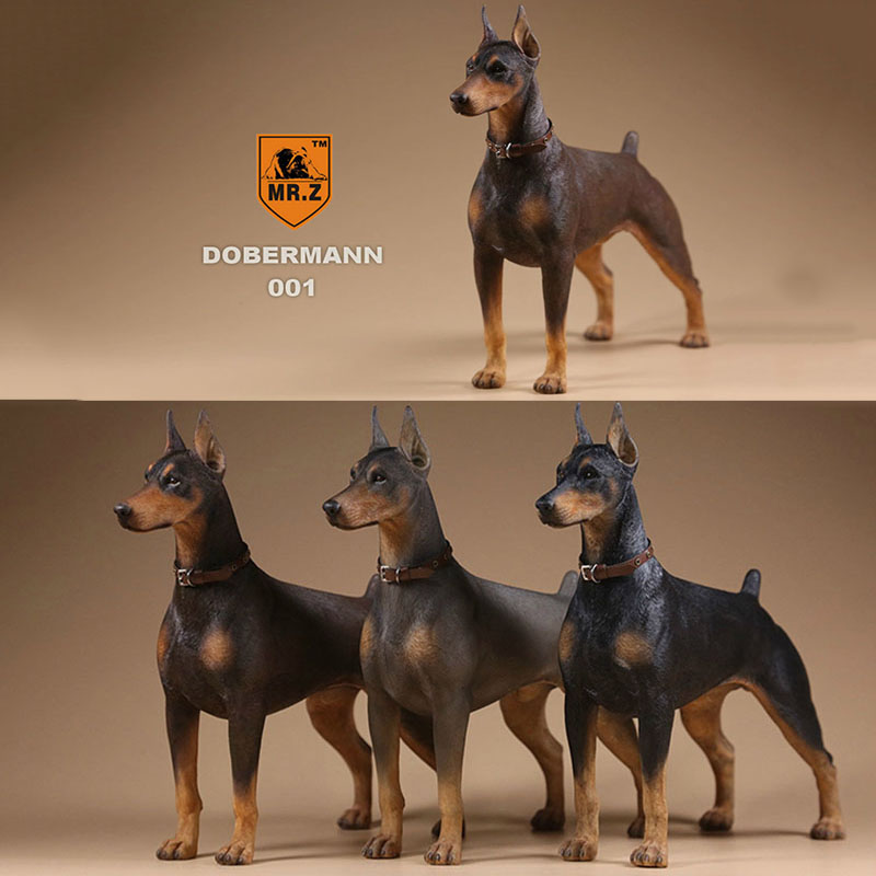 Mr.Z 1/6 Simulation Animal Police Dog Doberman Pet Dog Model Toys Collection Gift Model F 12