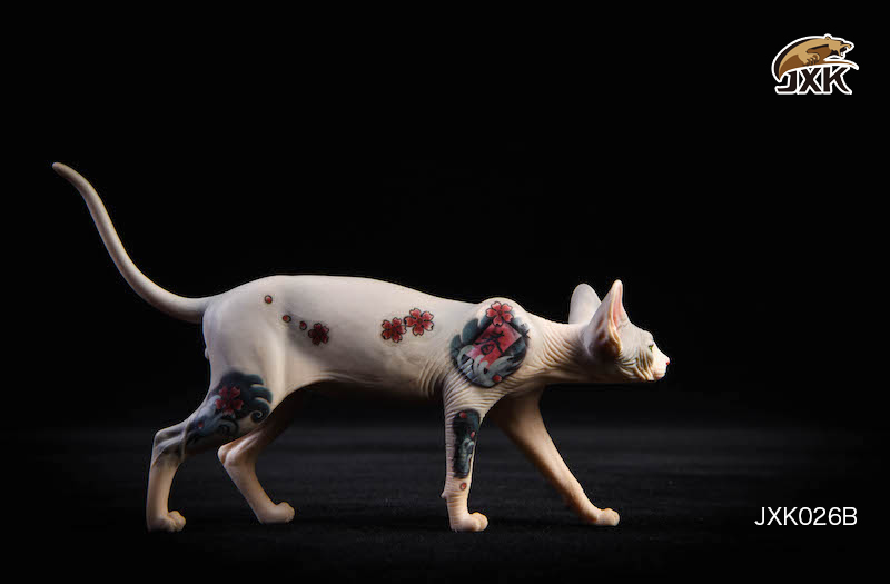 1/6 Scale Simulation JXK Tattoo Version of Sphinx (hairless Cat) Simulation Animal Model Static Decoration Mode Play Gifts Show