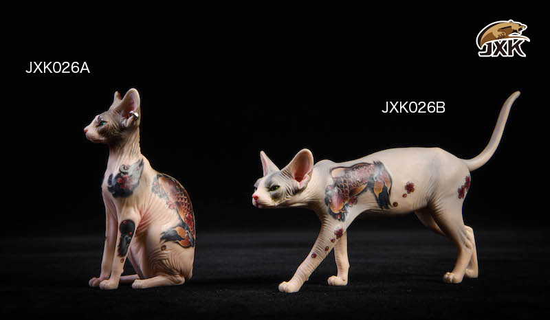 1/6 Scale Simulation JXK Tattoo Version of Sphinx (hairless Cat) Simulation Animal Model Static Decoration Mode Play Gifts Show