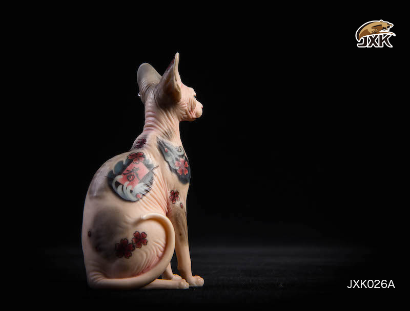 1/6 Scale Simulation JXK Tattoo Version of Sphinx (hairless Cat) Simulation Animal Model Static Decoration Mode Play Gifts Show