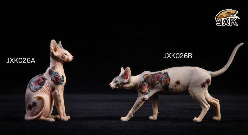 1/6 Scale Simulation JXK Tattoo Version of Sphinx (hairless Cat) Simulation Animal Model Static Decoration Mode Play Gifts Show