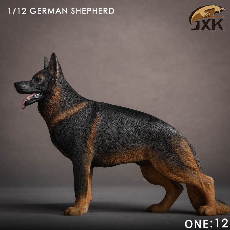 Jxk 1/12 Scale German Shepherd Police Dog Series Simulation Animal Model Desktop Decoration Action Figure Scene Pet Model