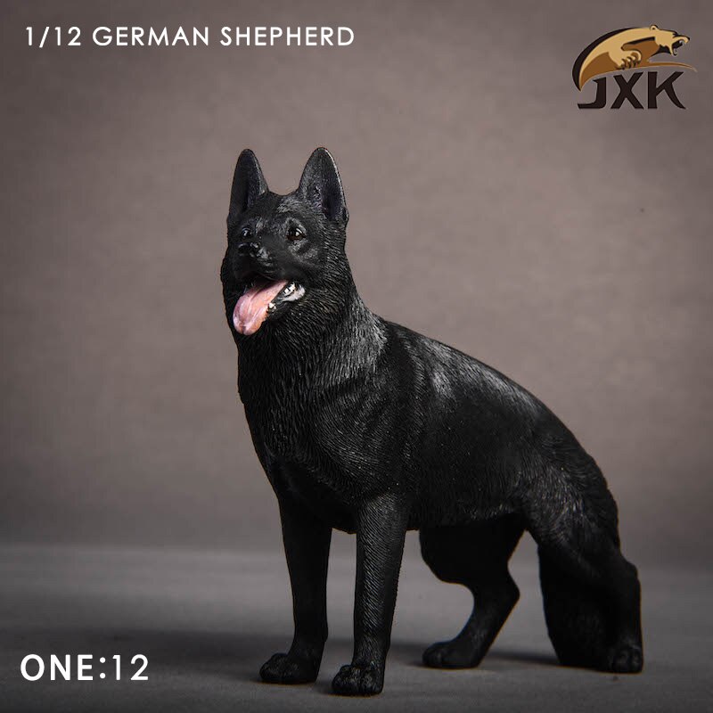 Jxk 1/12 Scale German Shepherd Police Dog Series Simulation Animal Model Desktop Decoration Action Figure Scene Pet Model
