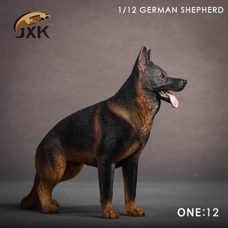 Jxk 1/12 Scale German Shepherd Police Dog Series Simulation Animal Model Desktop Decoration Action Figure Scene Pet Model