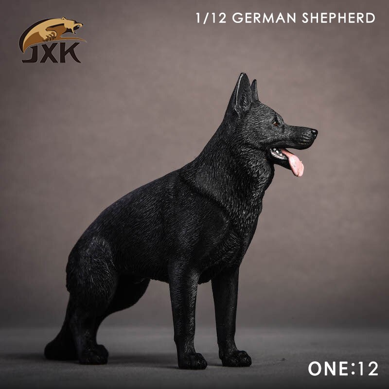 Jxk 1/12 Scale German Shepherd Police Dog Series Simulation Animal Model Desktop Decoration Action Figure Scene Pet Model