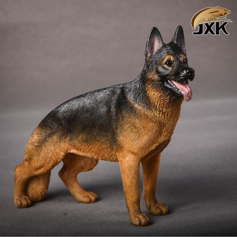 Jxk 1/12 Scale German Shepherd Police Dog Series Simulation Animal Model Desktop Decoration Action Figure Scene Pet Model