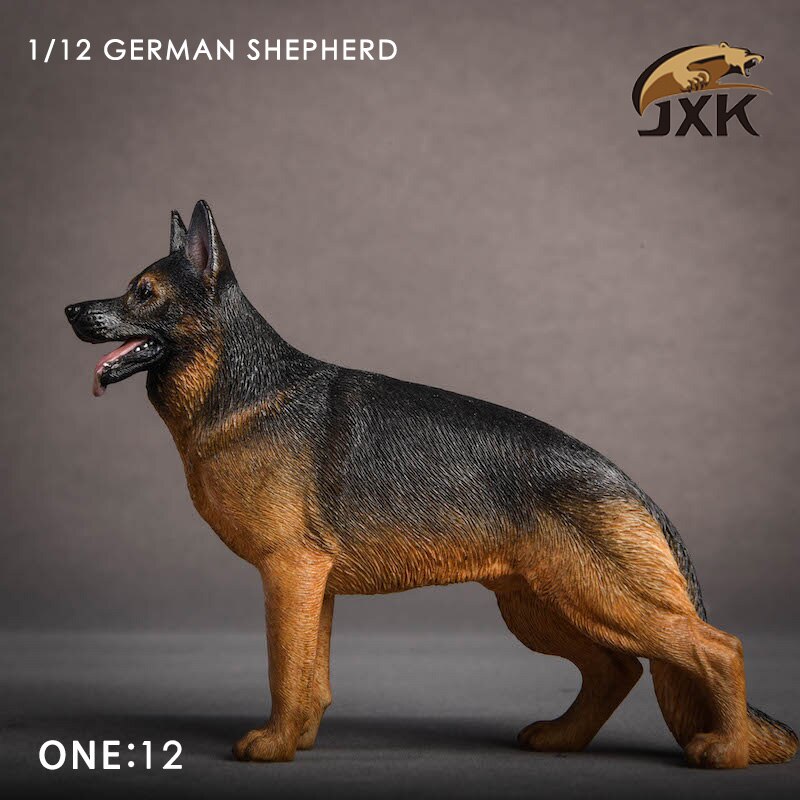 Jxk 1/12 Scale German Shepherd Police Dog Series Simulation Animal Model Desktop Decoration Action Figure Scene Pet Model