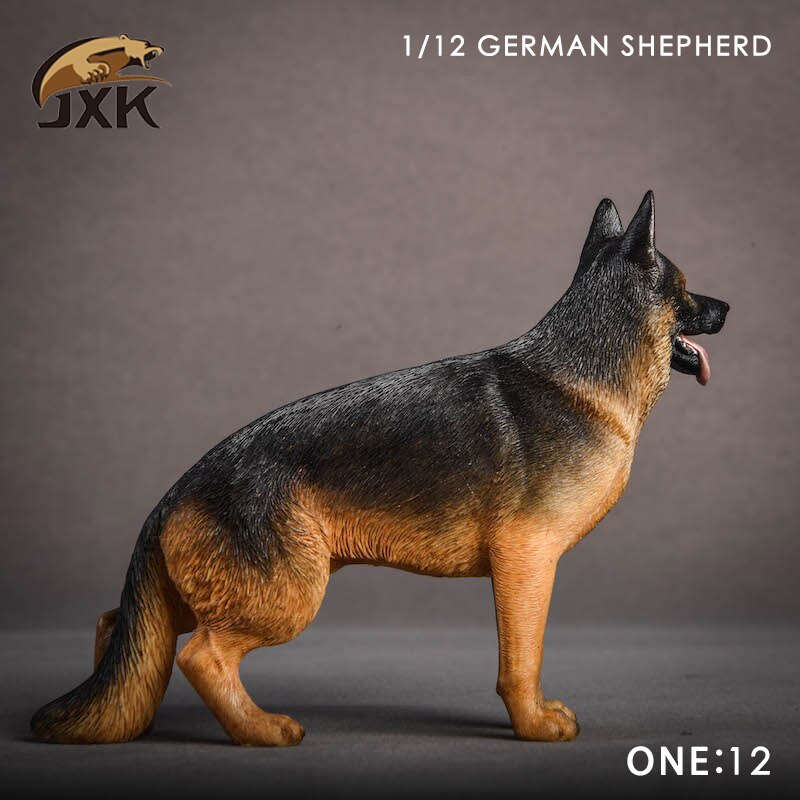 Jxk 1/12 Scale German Shepherd Police Dog Series Simulation Animal Model Desktop Decoration Action Figure Scene Pet Model