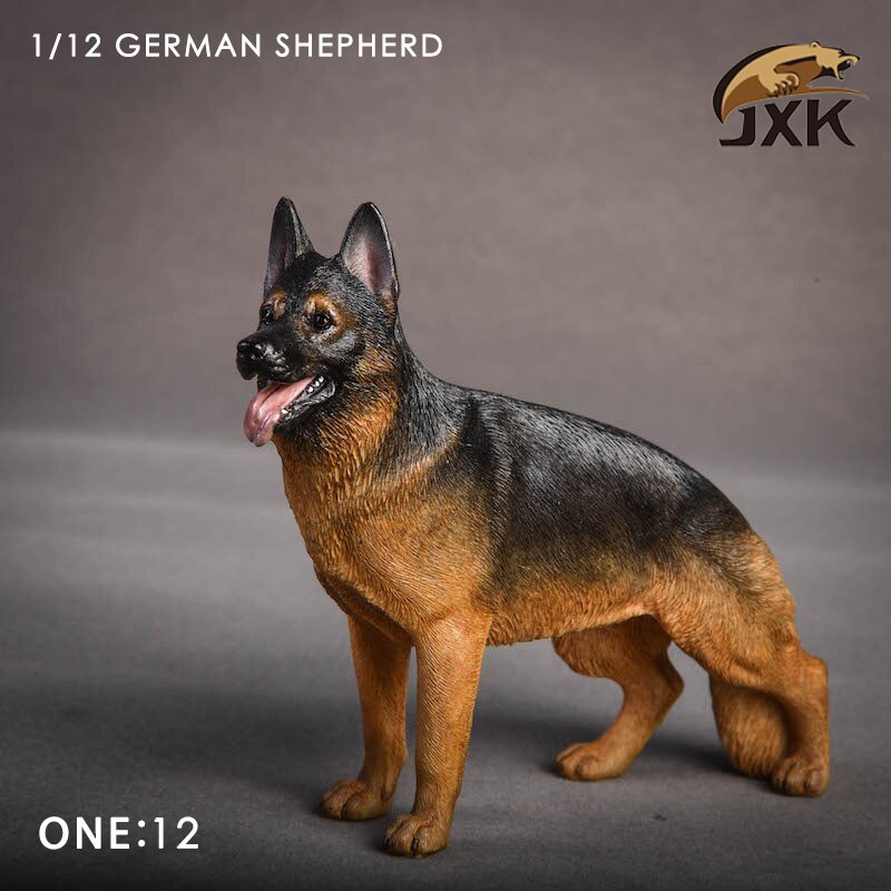 Jxk 1/12 Scale German Shepherd Police Dog Series Simulation Animal Model Desktop Decoration Action Figure Scene Pet Model