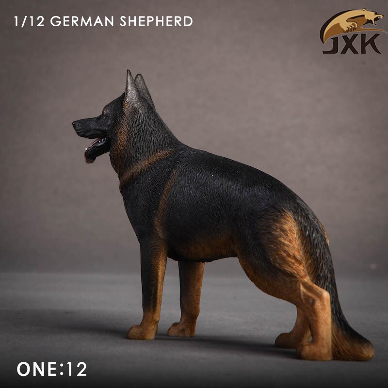 Jxk 1/12 Scale German Shepherd Police Dog Series Simulation Animal Model Desktop Decoration Action Figure Scene Pet Model