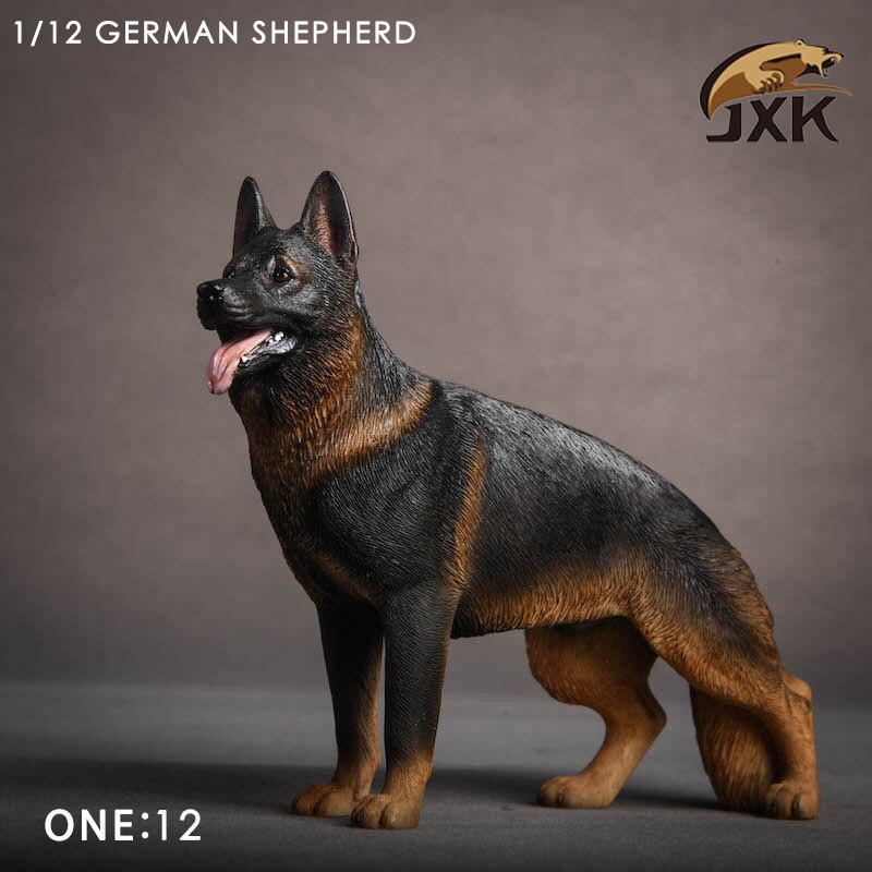 Jxk 1/12 Scale German Shepherd Police Dog Series Simulation Animal Model Desktop Decoration Action Figure Scene Pet Model