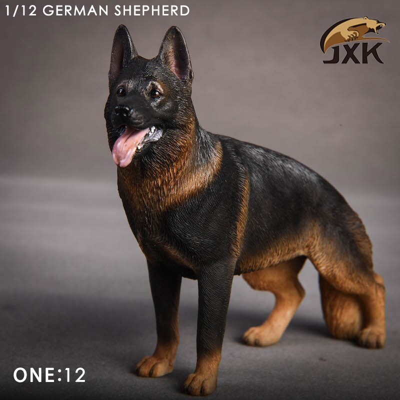 Jxk 1/12 Scale German Shepherd Police Dog Series Simulation Animal Model Desktop Decoration Action Figure Scene Pet Model
