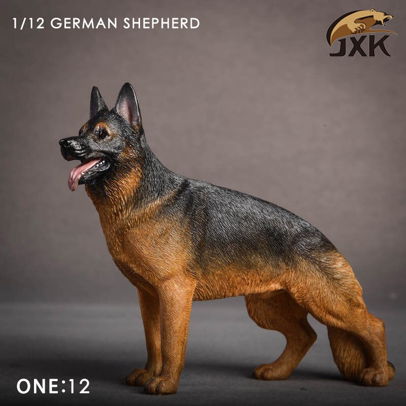 Jxk 1/12 Scale German Shepherd Police Dog Series Simulation Animal Model Desktop Decoration Action Figure Scene Pet Model