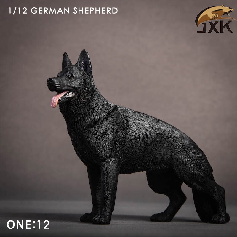Jxk 1/12 Scale German Shepherd Police Dog Series Simulation Animal Model Desktop Decoration Action Figure Scene Pet Model