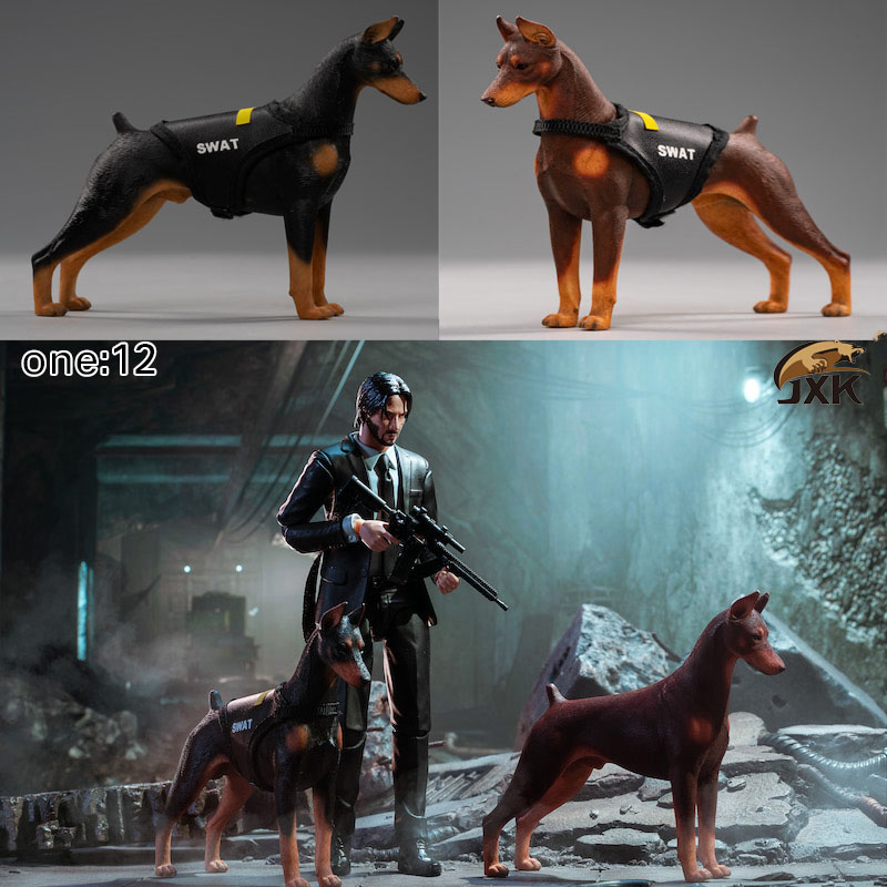 Scene Simulation Mr.Z 1/12 Scale Animal Police Dog Doberman Dog Model Toys Gifts Models F 7