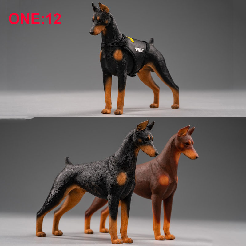Scene Simulation Mr.Z 1/12 Scale Animal Police Dog Doberman Dog Model Toys Gifts Models F 7