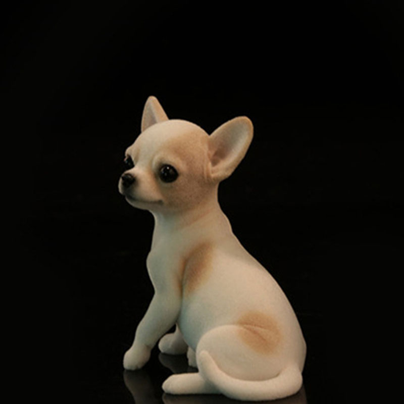 Mr.Z Resin PVC Miniature Animal Model Chihuahua Cute Puppy Dog Model Toy Fit for Action Figure Toys Accessories Scene Simulation