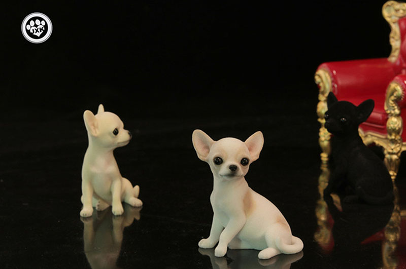 Mr.Z Resin PVC Miniature Animal Model Chihuahua Cute Puppy Dog Model Toy Fit for Action Figure Toys Accessories Scene Simulation
