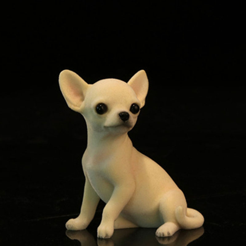 Mr.Z Resin PVC Miniature Animal Model Chihuahua Cute Puppy Dog Model Toy Fit for Action Figure Toys Accessories Scene Simulation
